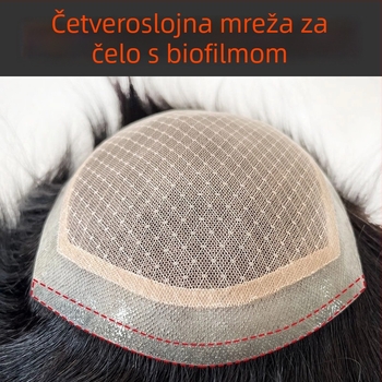 Meiyuexuan Muška perika od prirodnih vlasi, ručno tkana, lagana i prozračna, prirodan izgled