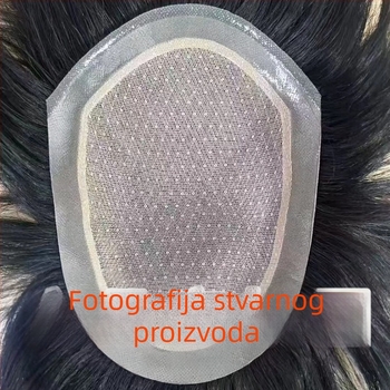 Meiyuexuan Muška perika od prirodnih vlasi, ručno tkana, lagana i prozračna, prirodan izgled