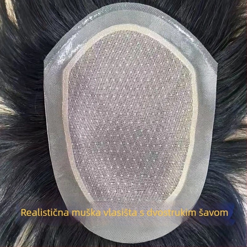 Meiyuexuan Muška perika od prirodnih vlasi, ručno tkana, lagana i prozračna, prirodan izgled