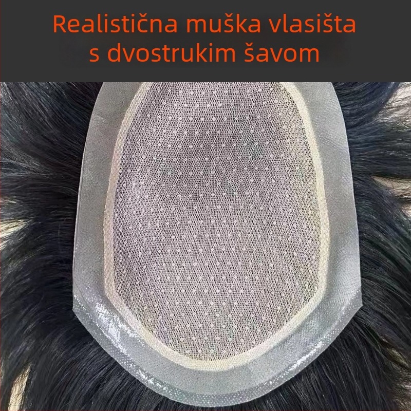 Meiyuexuan Muška perika od prirodnih vlasi, ručno tkana, lagana i prozračna, prirodan izgled