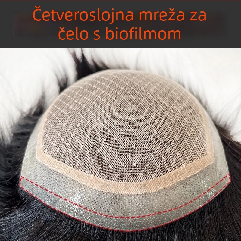 Meiyuexuan Muška perika od prirodnih vlasi, ručno tkana, lagana i prozračna, prirodan izgled