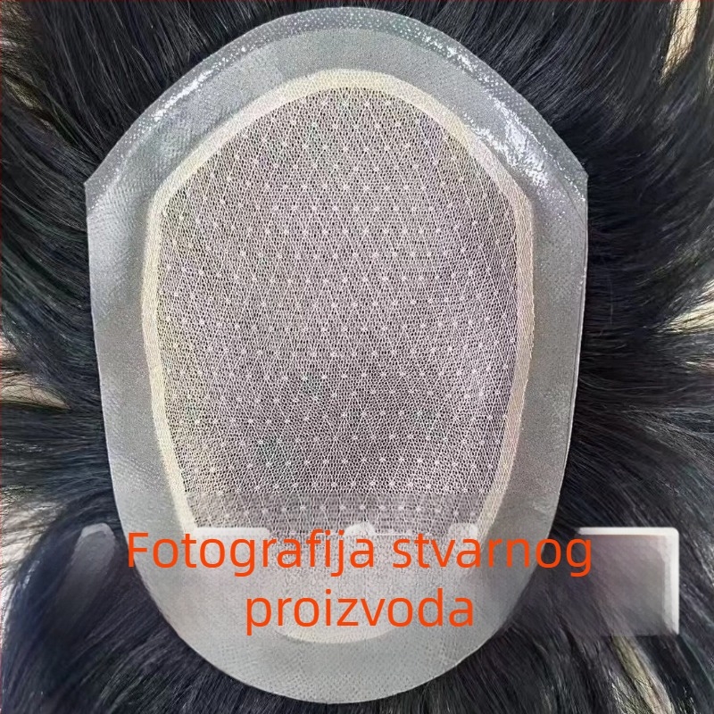 Meiyuexuan Muška perika od prirodnih vlasi, ručno tkana, lagana i prozračna, prirodan izgled