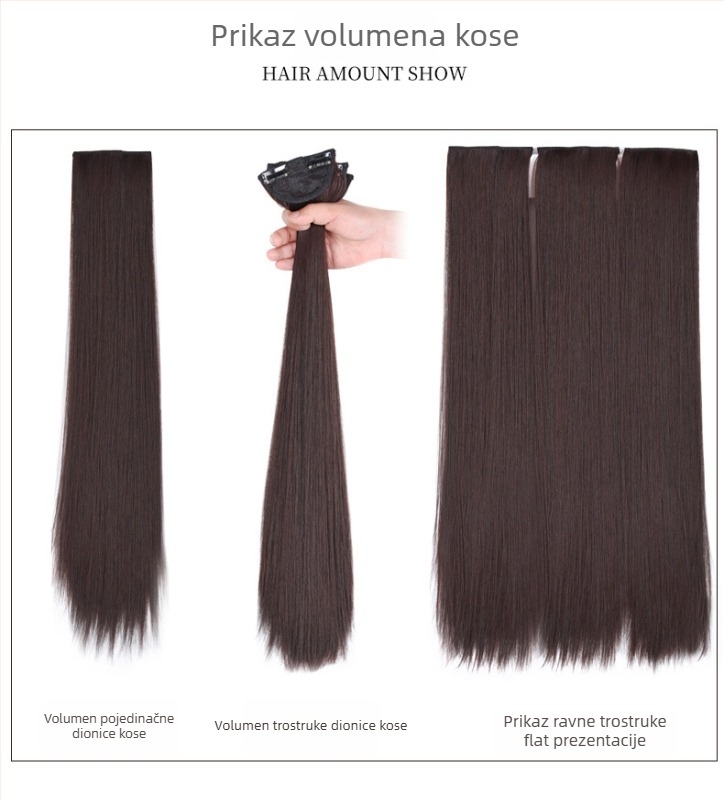 Tri dijelna clip-in perika za žene s dugom kovrčavom kosom, volumen, nevidljivo pričvršćivanje, vlakna otporna na toplinu