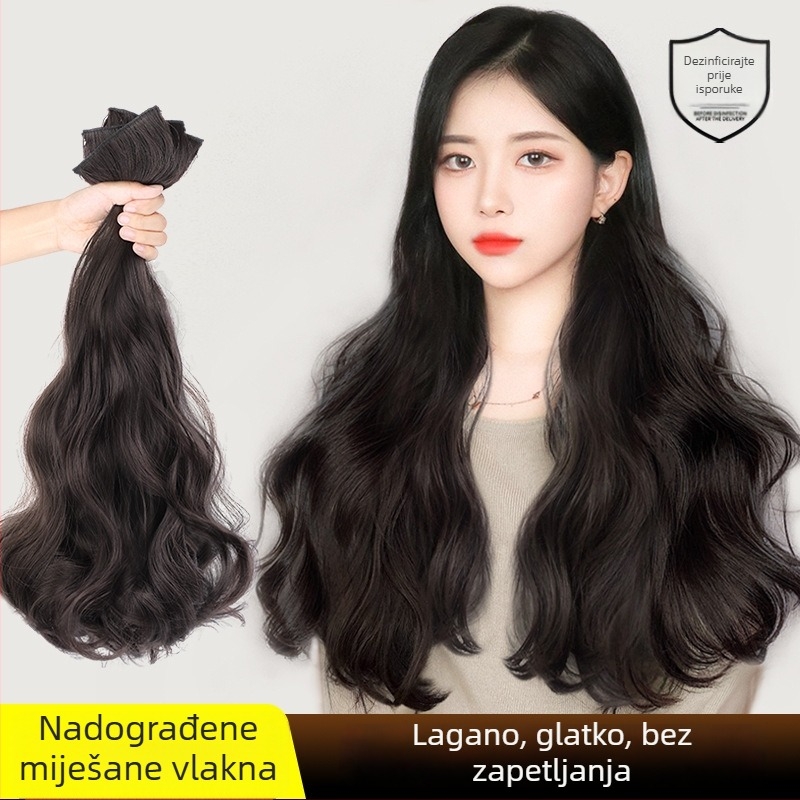 Tri dijelna clip-in perika za žene s dugom kovrčavom kosom, volumen, nevidljivo pričvršćivanje, vlakna otporna na toplinu