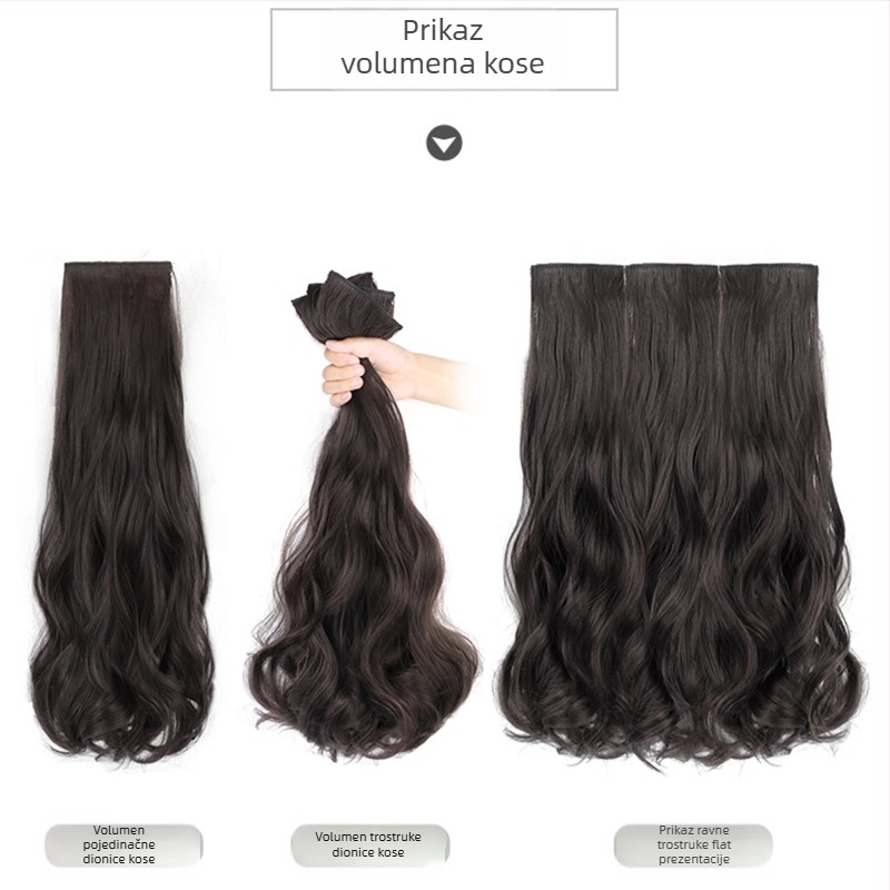 Tri dijelna clip-in perika za žene s dugom kovrčavom kosom, volumen, nevidljivo pričvršćivanje, vlakna otporna na toplinu