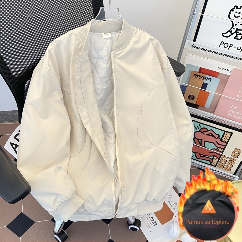 Harrington jakna – otporna na habanje od poliesterskog blend-a, stojeći ovratnik, zatvarač, labavi kroj, dugi rukavi, zimska svakodnevna vanjska odjeća