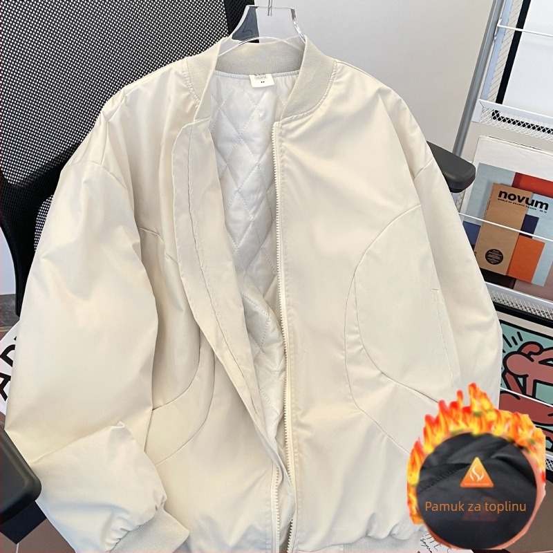 Harrington jakna – otporna na habanje od poliesterskog blend-a, stojeći ovratnik, zatvarač, labavi kroj, dugi rukavi, zimska svakodnevna vanjska odjeća