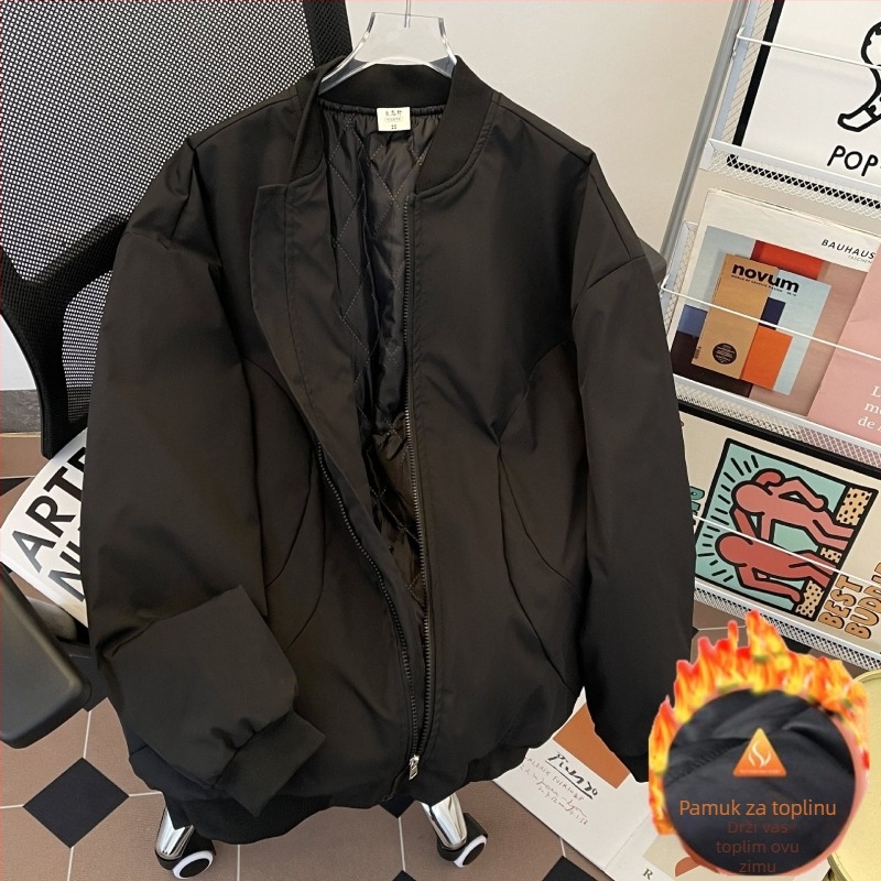 Harrington jakna – otporna na habanje od poliesterskog blend-a, stojeći ovratnik, zatvarač, labavi kroj, dugi rukavi, zimska svakodnevna vanjska odjeća