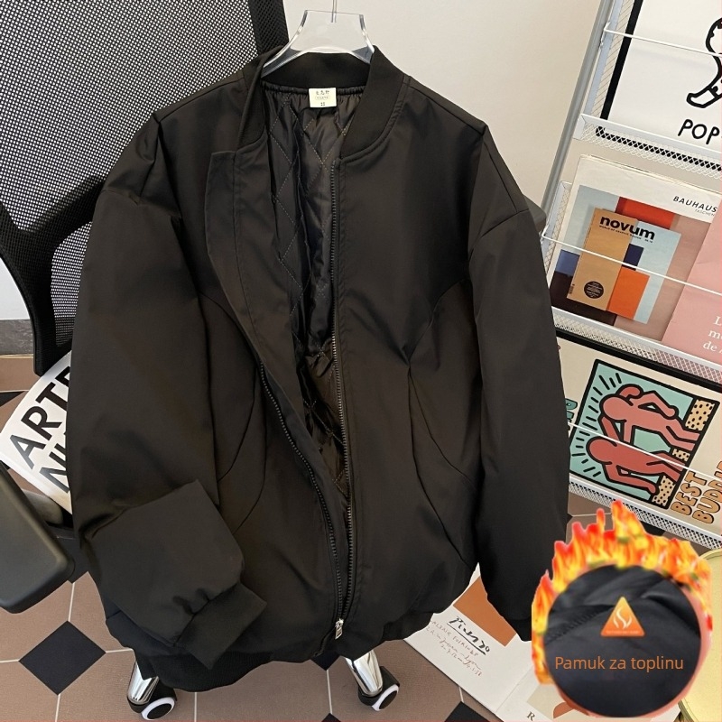 Harrington jakna – otporna na habanje od poliesterskog blend-a, stojeći ovratnik, zatvarač, labavi kroj, dugi rukavi, zimska svakodnevna vanjska odjeća