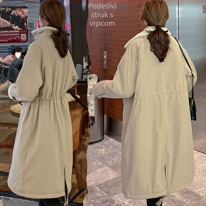 Ženski pamučni kaput srednje duljine, ležeran kroj, dugi rukavi, debeli topli pamuk, zima 2025
