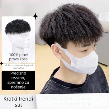 Muška perika od pravih ljudskih vlasi, kratka duljina, može se obojiti, model: Men's replacement block-Morgan hot.