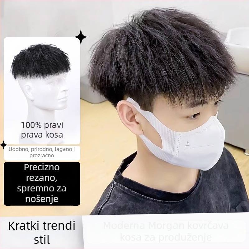 Muška perika od pravih ljudskih vlasi, kratka duljina, može se obojiti, model: Men's replacement block-Morgan hot.