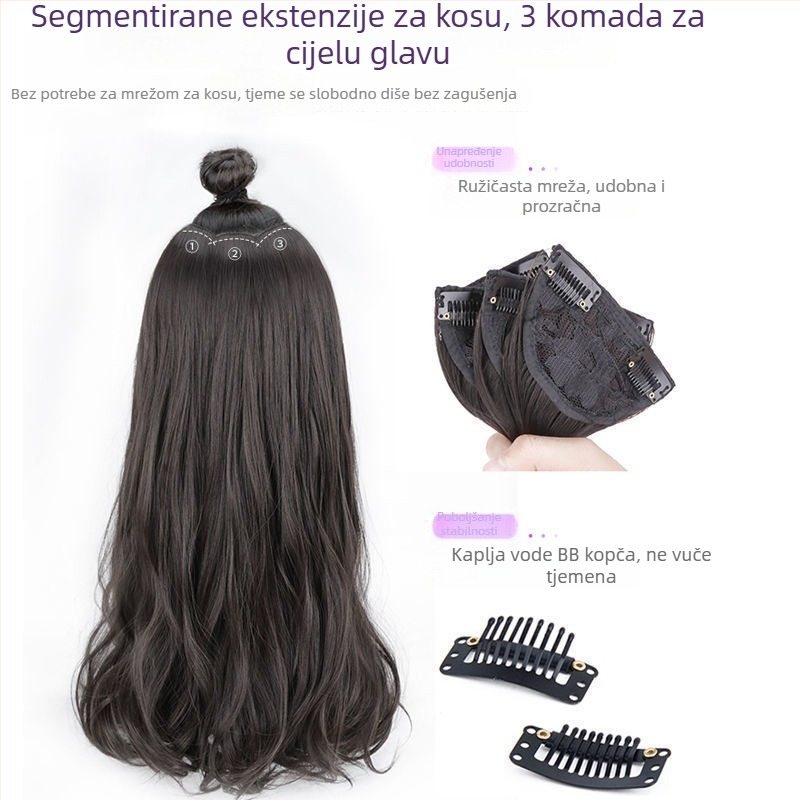 Ženska perika, dugačak volumen kose s velikim valovima, 60 cm, vlakna visoke temperature, dva klipsa za pričvršćivanje