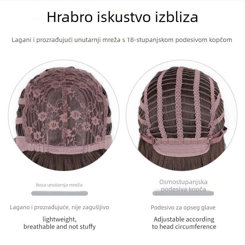 Korejski stil duga ravna perika s prozračnim šiškama, vlakna otporna na visoke temperature, model 1462
