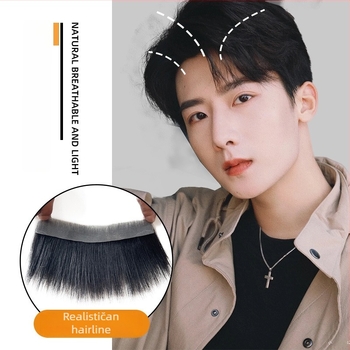 Muški dijelovi paruke s prednjim bangs i M-oblikom linije kose, pravi ljudski kos, potpuno ručno pleteni