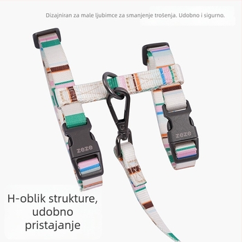 Zeze vodilica za pse s I-oblik dizajnom, podesiva, protiv isklizavanja, u stilu vest, za male pse; materijal: poliester, poliacetalna smola, cinkov spoj
