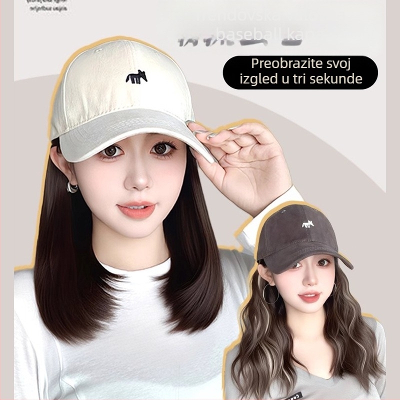 Šešir–ukomponirana perika s velikim valovima, vlakna otporna na toplinu, opcionalna fringe, korekcija oblika lica