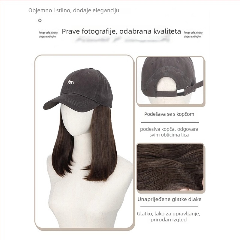 Šešir–ukomponirana perika s velikim valovima, vlakna otporna na toplinu, opcionalna fringe, korekcija oblika lica