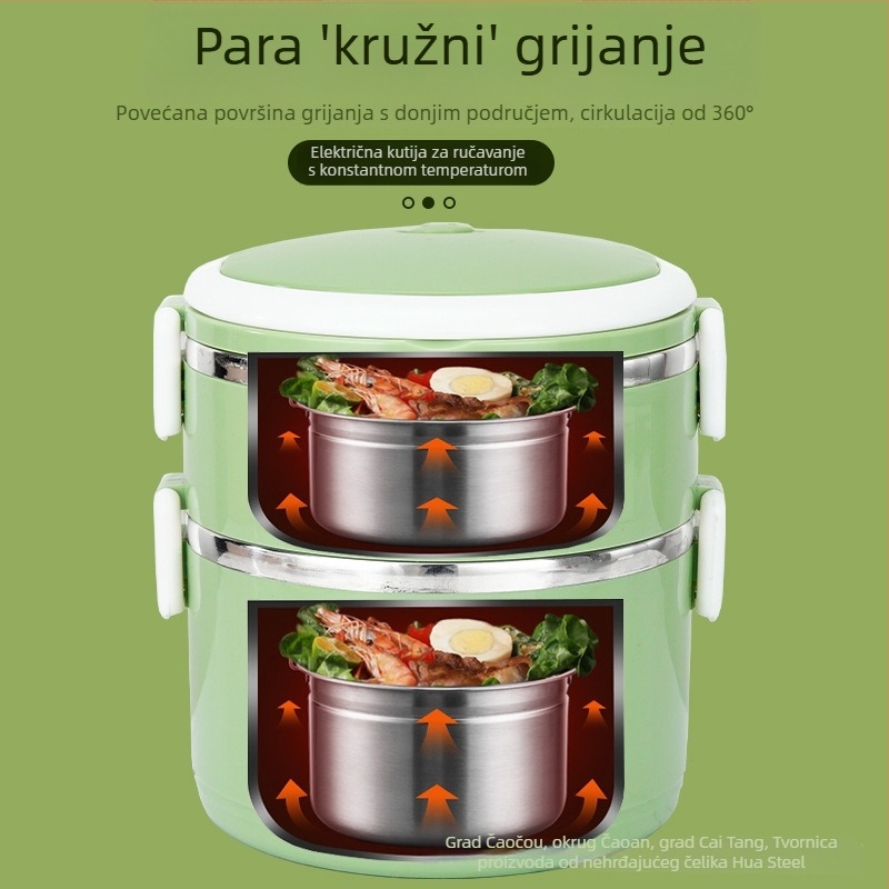 Termo kutija za ručak od 304 nehrđajućeg čelika, okruglog oblika, izolirana, kapacitet 1-2 L, jednostruki/dvostruki sloj