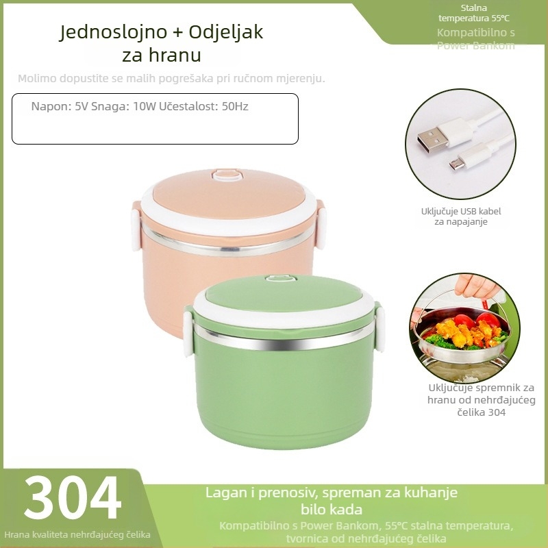 Termo kutija za ručak od 304 nehrđajućeg čelika, okruglog oblika, izolirana, kapacitet 1-2 L, jednostruki/dvostruki sloj