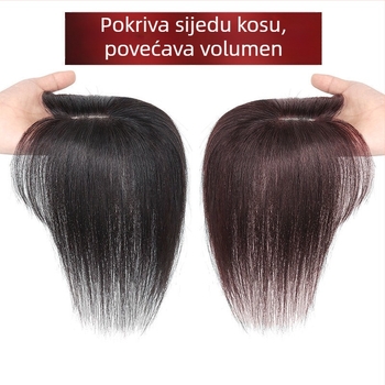 Dijeli perike od prave kose, dio s T-oblikom simuliranog vlasišta, strojno tkan, ravne kose, može se bojiti ili permirati