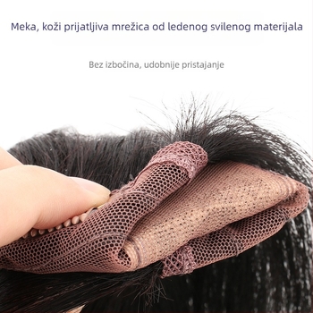 Dijeli perike od prave kose, dio s T-oblikom simuliranog vlasišta, strojno tkan, ravne kose, može se bojiti ili permirati