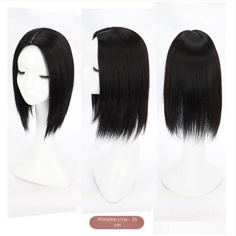Demoya Duga ravna perika sa srednjim razdjeljkom i šiškama — vlakna otporna na visoke temperature