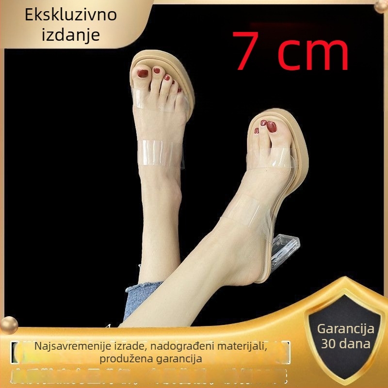 Ženske platformske sandale s jednim remenom, rimski stil, kvadratni vrh, debeli peta, PU gornji dio, gumena potplata