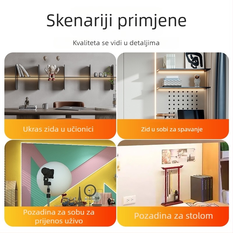 Monokromatska LED traka s samoljepivom zadnjom stranom, USB napajanje 5V, 60 LED (2835), 5W, bez podešavanja jačine, pozadina TV-a