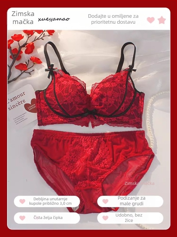 Komplet donjeg rublja – 3/4 kupa, stražnje zatvaranje s četiri reda kukica, fiksirane dvostruke naramenice, najlon materijal