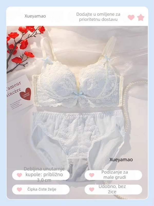 Komplet donjeg rublja – 3/4 kupa, stražnje zatvaranje s četiri reda kukica, fiksirane dvostruke naramenice, najlon materijal