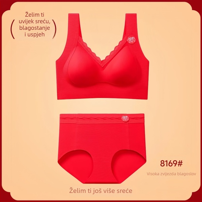 Bežični ženski set donjeg rublja za nevjestu, 3/4 košarice, tanke oblikovane košarice, stil topa, najlon materijal