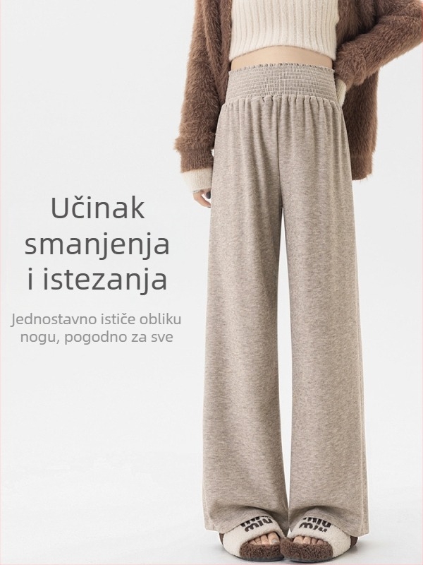 Trudničke hlače s visokim strukom, širokim krojem, potpora trbuha, flis podstava, jesen-zima