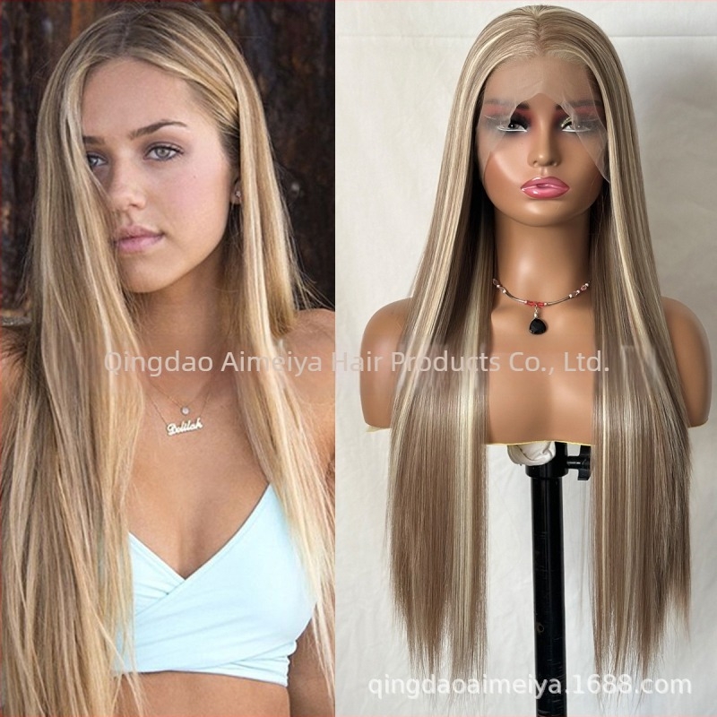 Perika s prednjom čipkom, zvjezdani stil, toplinski otporna sintetička kosa, model AMY2438, od Aimeiya