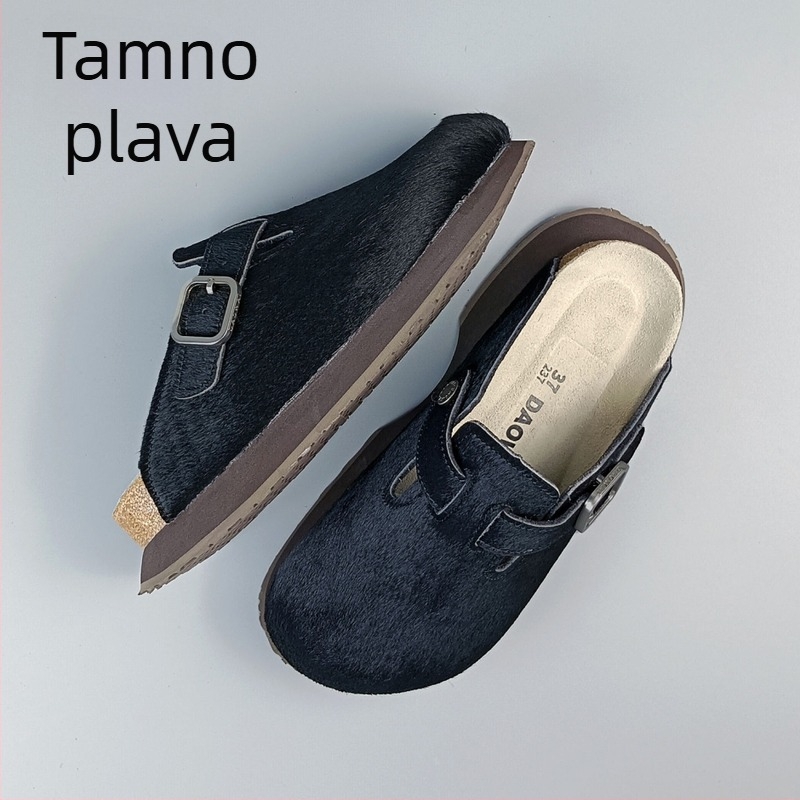 Ženske corkove klin papuče s kopčom - Gornji materijal: konjska dlaka; đon: guma; unutarnji materijal: super vlakna; debljina đona: 3–5 cm