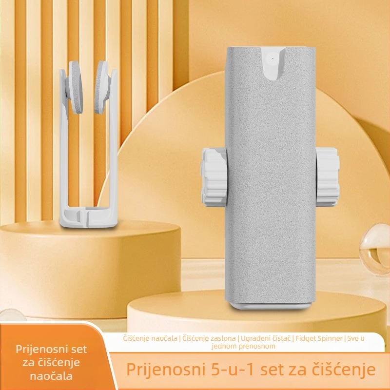 Pet u jedan set za čišćenje naočala i ekrana, ABS, 18 g, pogodan za prijenosna računala, mobilne telefone i računala