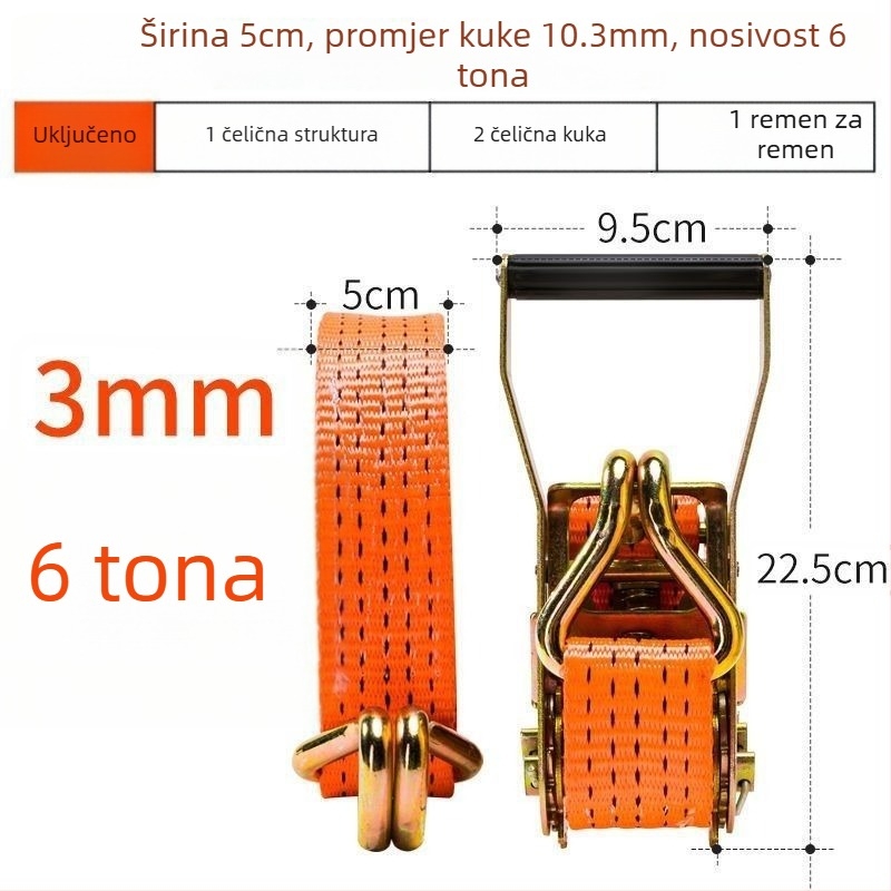 6t Napinjač užeta za kamion, ručni, teški, bez zavarivanja, napinjač pojasa
