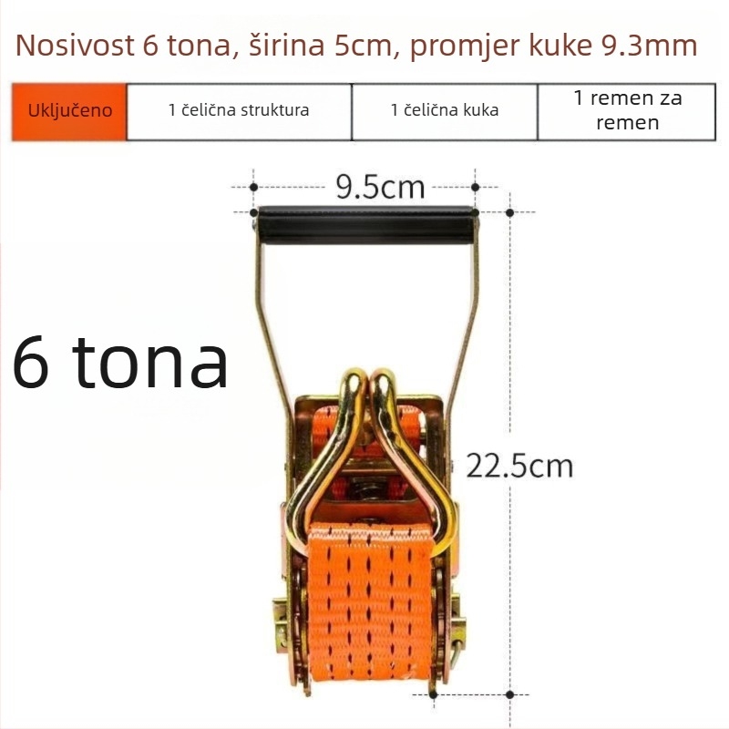 6t Napinjač užeta za kamion, ručni, teški, bez zavarivanja, napinjač pojasa