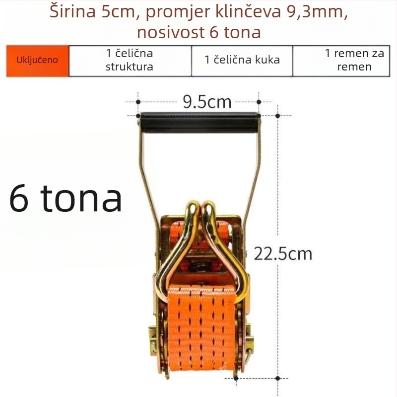 6t Napinjač užeta za kamion, ručni, teški, bez zavarivanja, napinjač pojasa
