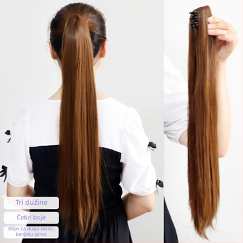 Perika s repom Grip Straight Ponytail — dugi ravni rep, vlakna otporna na toplinu, lako za nošenje, nije pogodno za bojanje ili peglanje.