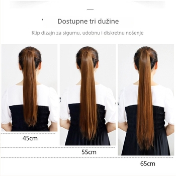Perika s repom Grip Straight Ponytail — dugi ravni rep, vlakna otporna na toplinu, lako za nošenje, nije pogodno za bojanje ili peglanje.