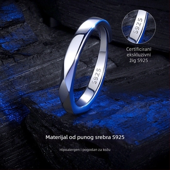 Muški prsten od S925 srebra - jednostavan krug, geometrijski stil, elektroplatirani završetak, 1,8 g