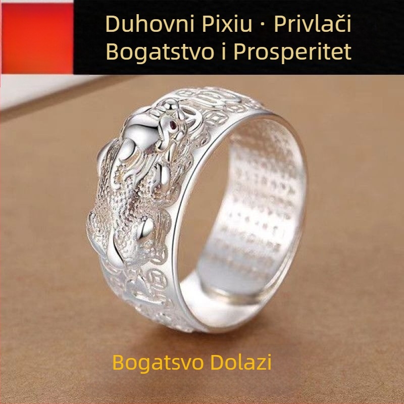 Pixiu prsten od bakra, elektroplatiranje, kineski stil, unisex