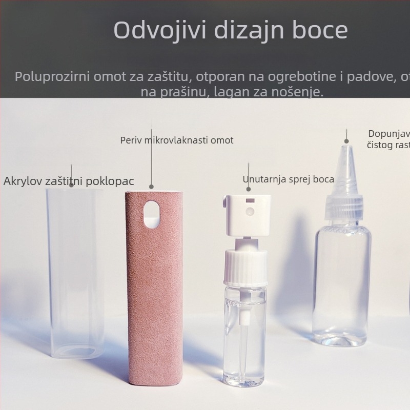 Prijenosni set za čišćenje zaslona za iPad, tablet i mobilni telefon — uključuje krpu za čišćenje i sprej; OEM-ready; privatna oznaka dostupna; ispis logotipa
