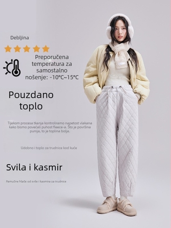 Hlače za trudnoću sa širokim krojem za zimu, debele i udobne, visoki pojas, najlon materijal, kopča za potporu trbuha