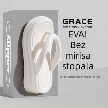 Ženske flip-flopice s debelim potplatom, EVA gornji dio i EVA đon, dizajn nožnih prstiju s Chevron uzorom, korejski stil, ljeto 2024