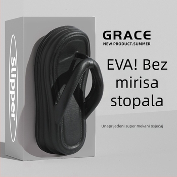 Ženske flip-flopice s debelim potplatom, EVA gornji dio i EVA đon, dizajn nožnih prstiju s Chevron uzorom, korejski stil, ljeto 2024