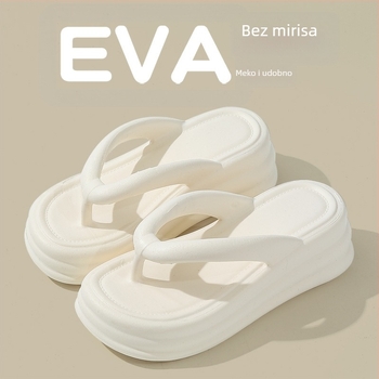 Ženske flip-flopice s debelim potplatom, EVA gornji dio i EVA đon, dizajn nožnih prstiju s Chevron uzorom, korejski stil, ljeto 2024