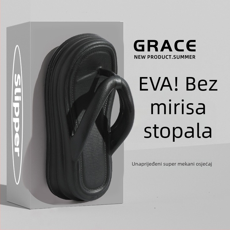 Ženske flip-flopice s debelim potplatom, EVA gornji dio i EVA đon, dizajn nožnih prstiju s Chevron uzorom, korejski stil, ljeto 2024