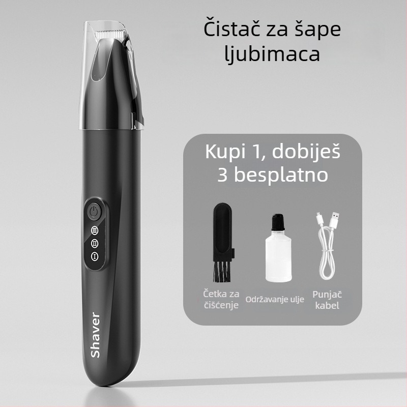 Koserica za dlaku kućnih ljubimaca sa širokom oštricom, punjiva, tih rad, za mačke i pse, model H8